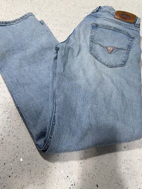 Guess Light Blue Slim Denim Jeans with Triangular Pocket Patch